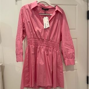 NWT Zara Poplin pink dress